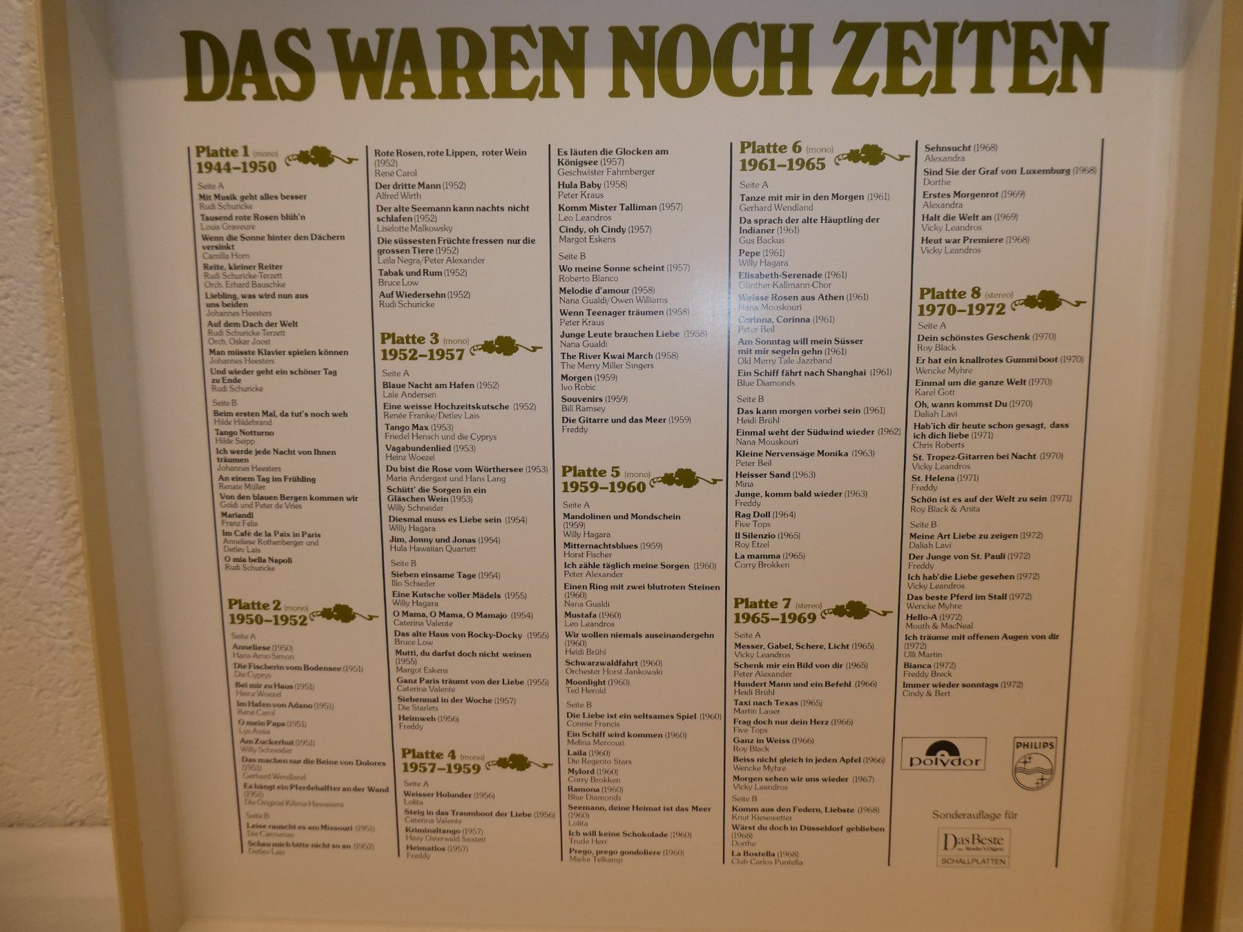 Schallplatten: Das waren noch Zeiten 1944-1972 Schallplatten LP – Gebraucht aus Tann von Charly65