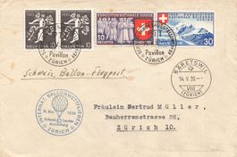 Schweiz Ballonpost Zürich 1939 Landesausstellung