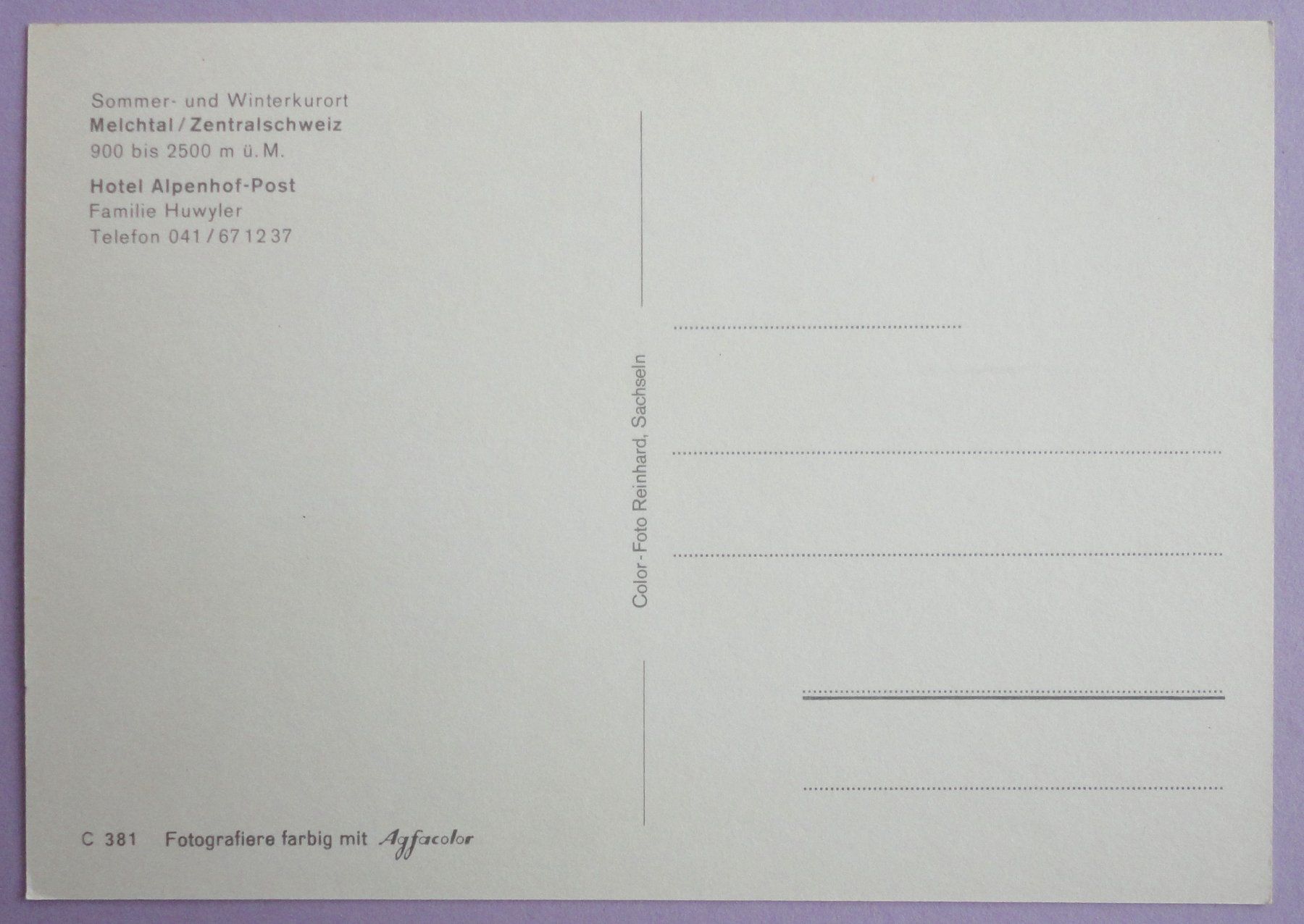 Cartoline postali: Gruss aus Melchtal – Usato da Fétigny venduto da Billy2miny 1