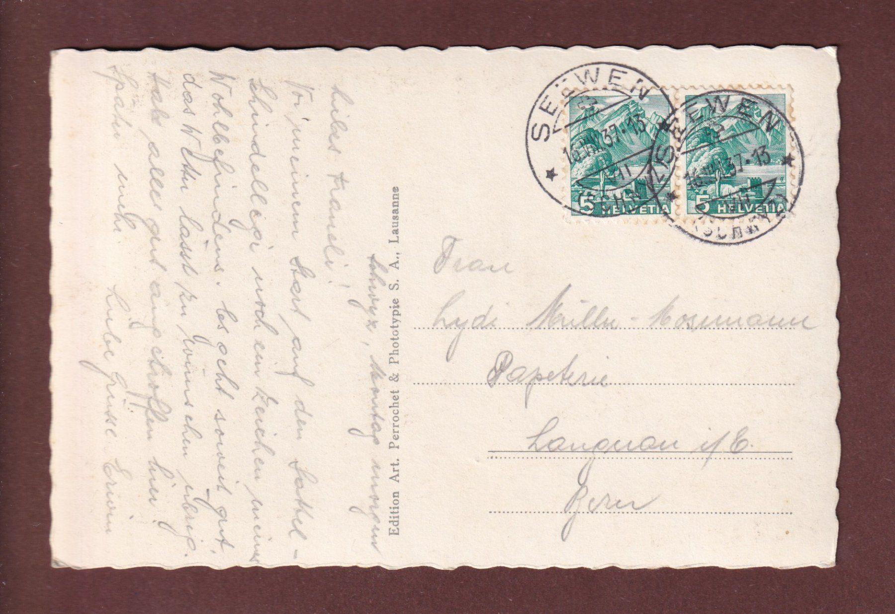 Ansichtskarten: SCHWYZ - Rathaus - 1937 – Gebraucht aus Pully von nicecards-shop 1