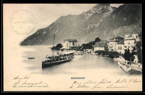 Ansichtskarten: Brunnen, Dampfschiff am Seeufer mit Ufer – Gebraucht aus Berlin von bartko-reher
