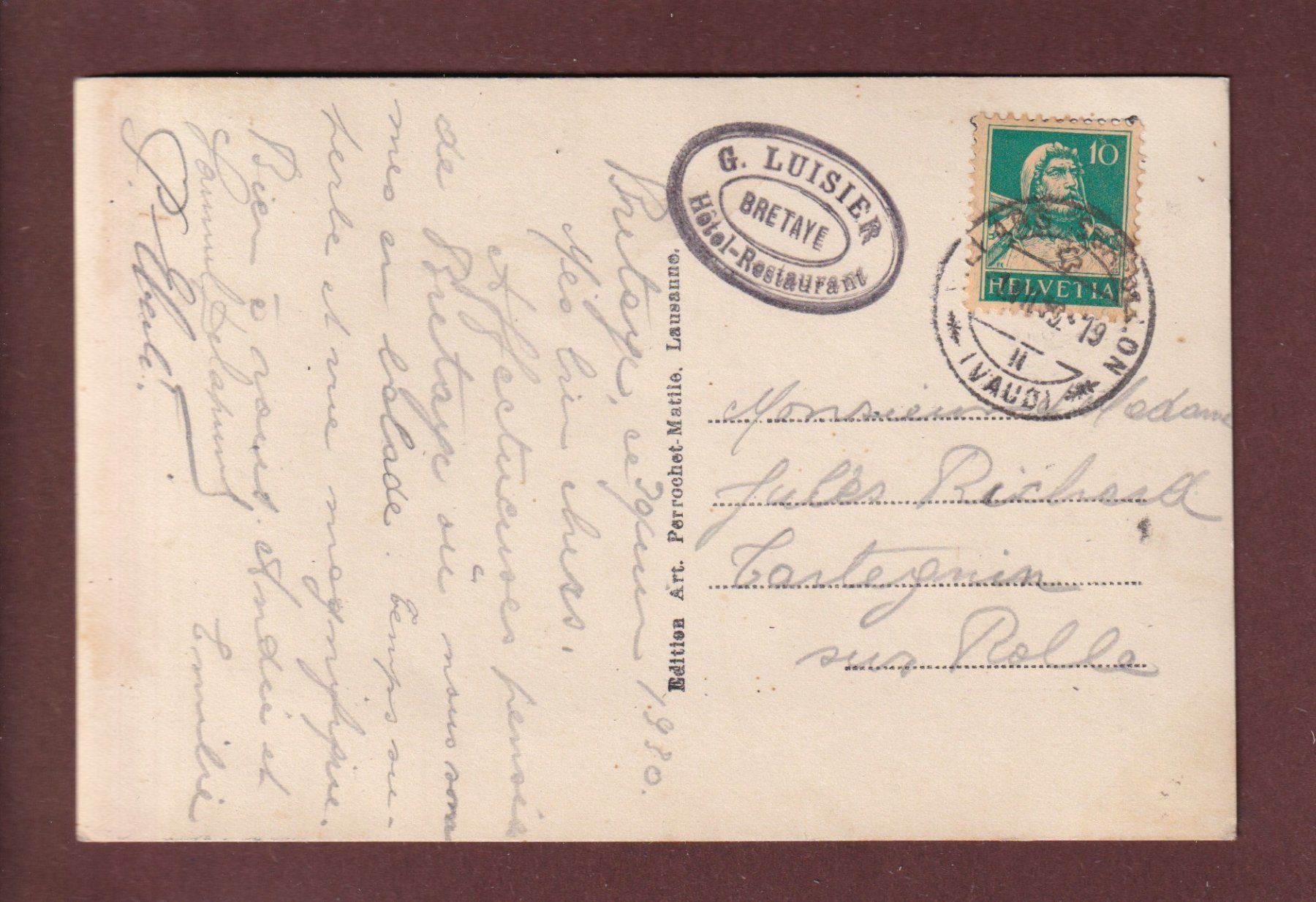 Cartoline postali: LAC DES CHAVONNES - 1930 – Usato da Pully venduto da nicecards 1