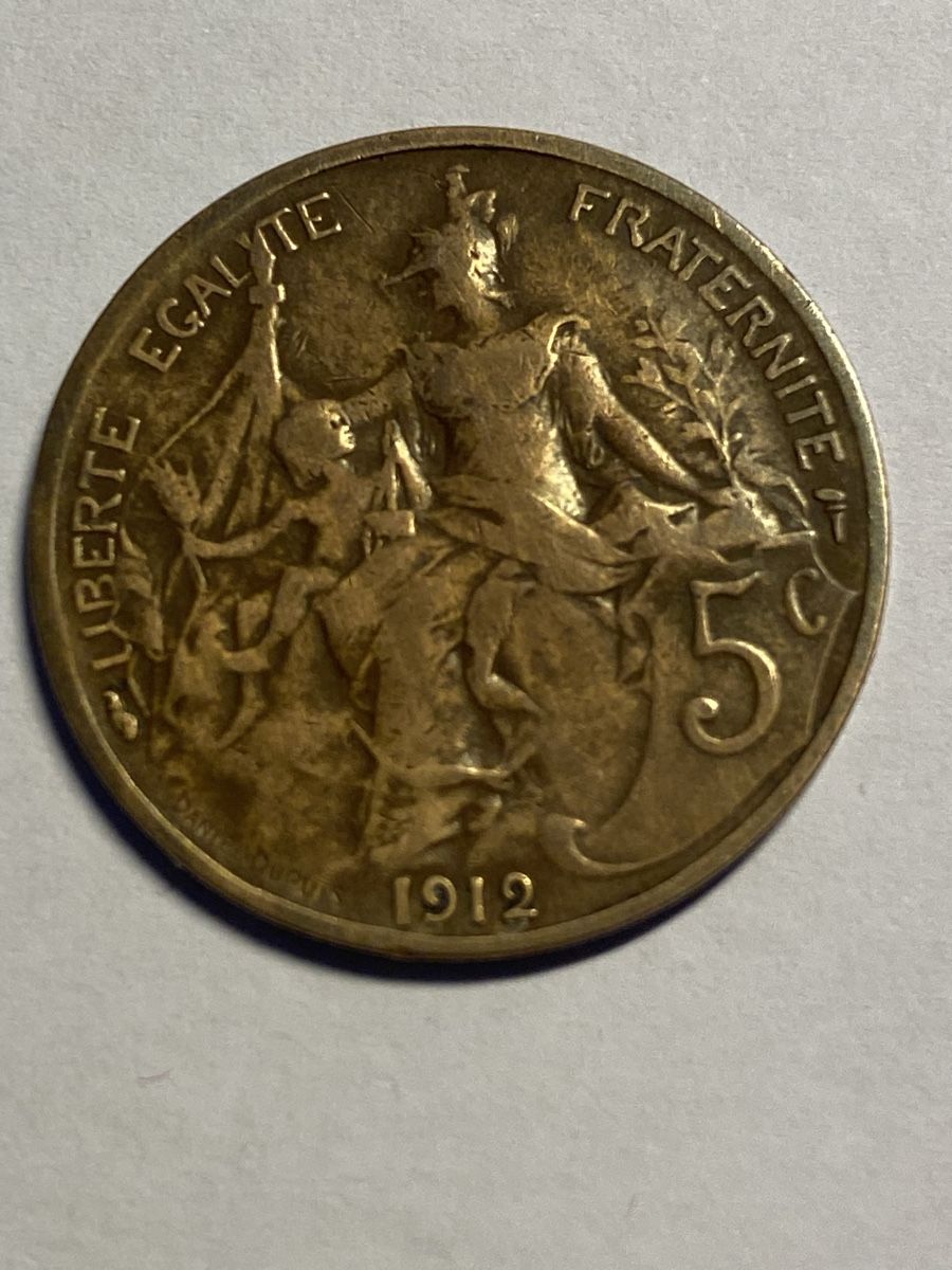 Alle Münzen: France, 5 centimes 1912 bronze – Gebraucht aus Corsier-sur-Vevey von Ginoarturo 1