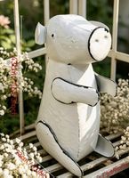 Deko  Schweinchen  weiss Metall 43cm