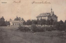 Seebach, Primarschulhaus & Turnhalle Fotokarte gelaufen 1919