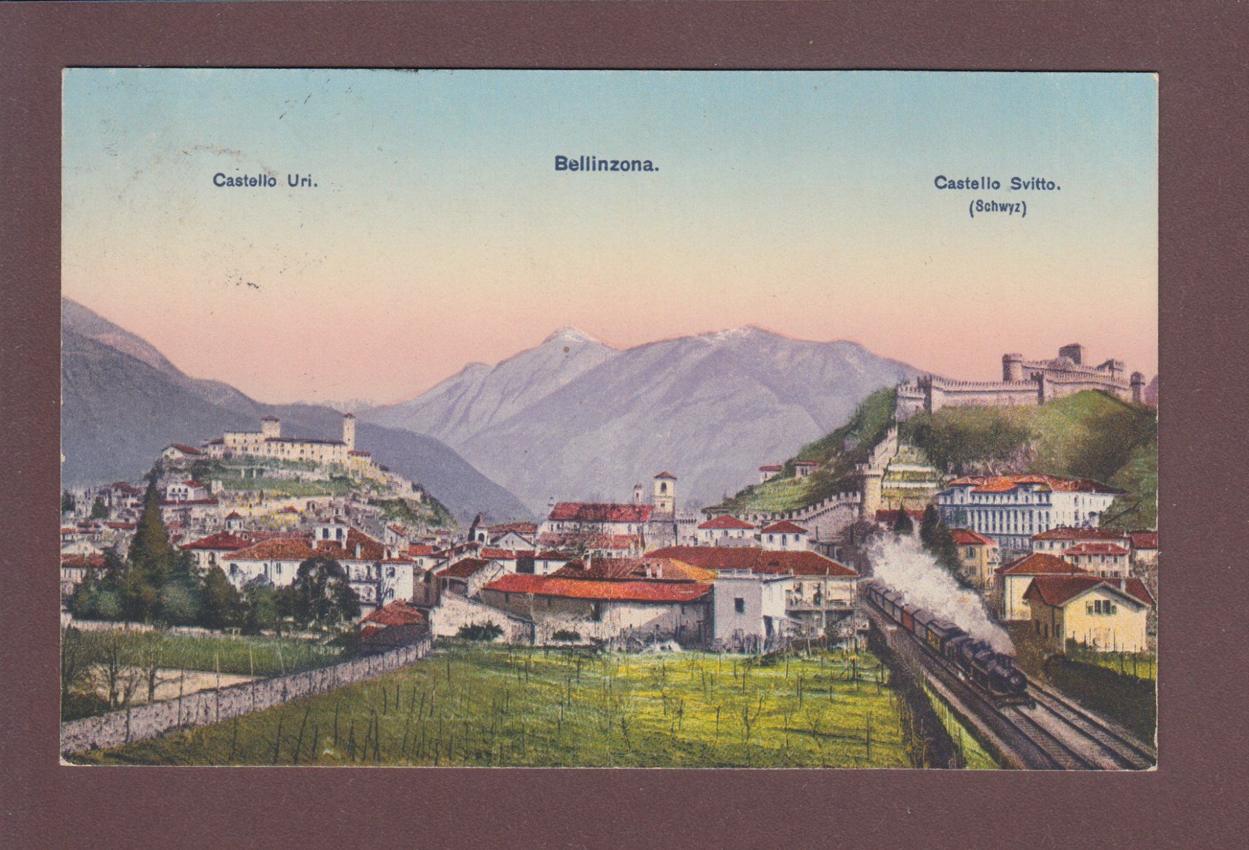 Cartoline postali: BELLINZONA - Ferrovia - Feldpost – Usato da Pully venduto da nicecards