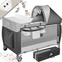 Babybett 3 in 1 zusammenklappbar grau