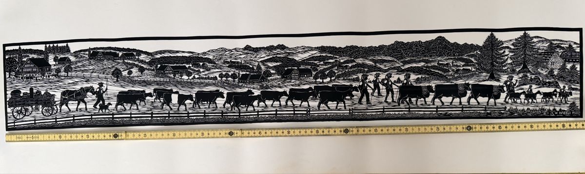 Dipinti: Schweizer  "Viehtrieb" von W. Häfeli, 1980. – Usato da Libingen venduto da Wisli 1