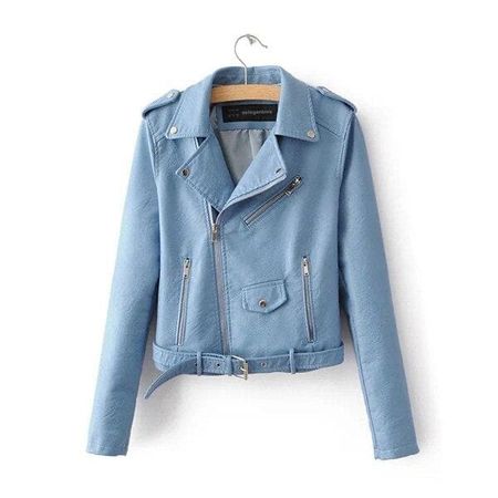 Hellblaue Neue Lederjacke in Gr L