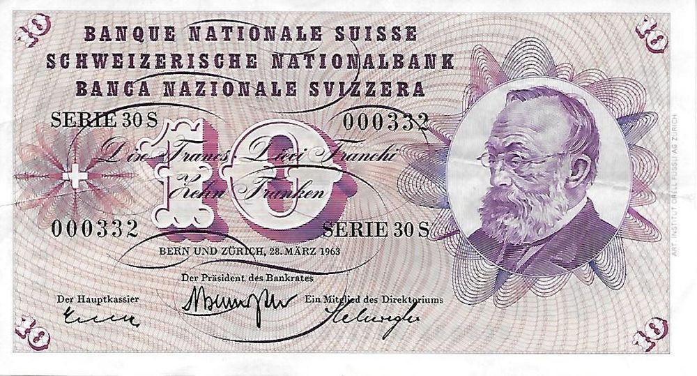 Ancien billet de 10 CHF Acheter sur Ricardo