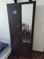 Wardrobe with mirror dark wood 2 doors