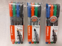 3x Set Stabilo OH Pen Filzstifte, neu und gemischt.
