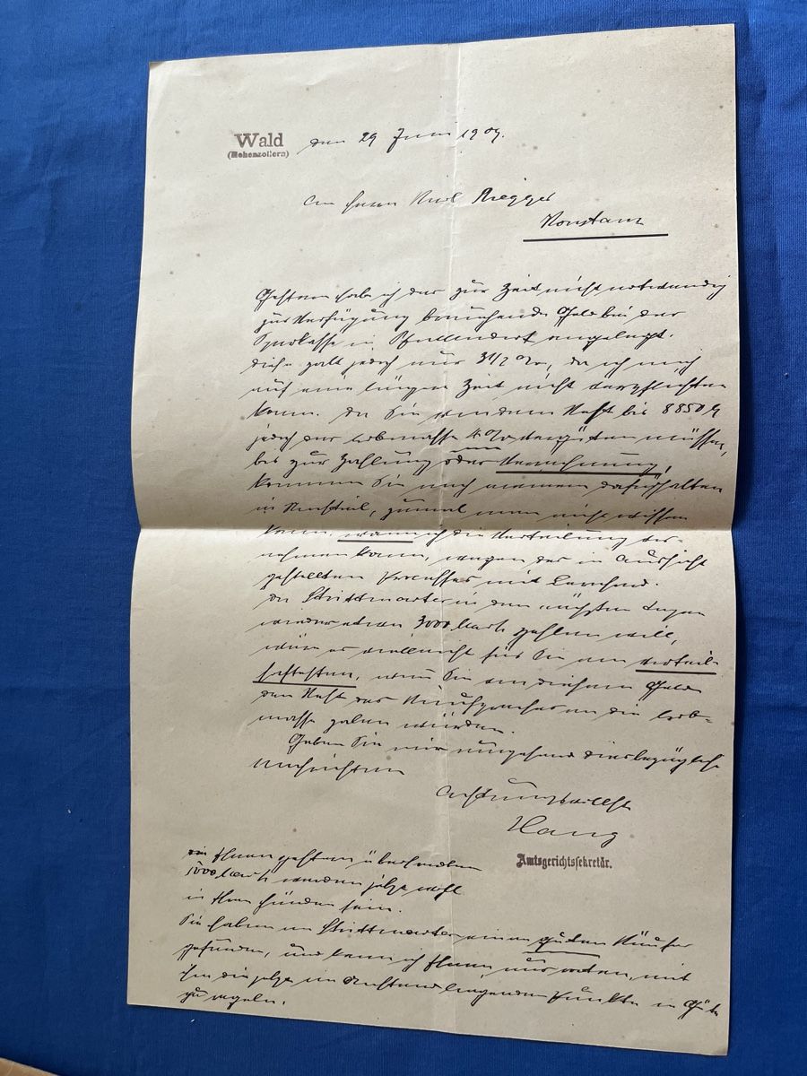 Dokumente: Gerichtsdokument Konstanz von 1909 – Gebraucht aus Romanshorn von Apfelschuss 2