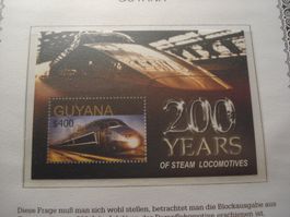Guyana, Block 200 Jahre Eisenbahn, 2004 **, rauchender TGV