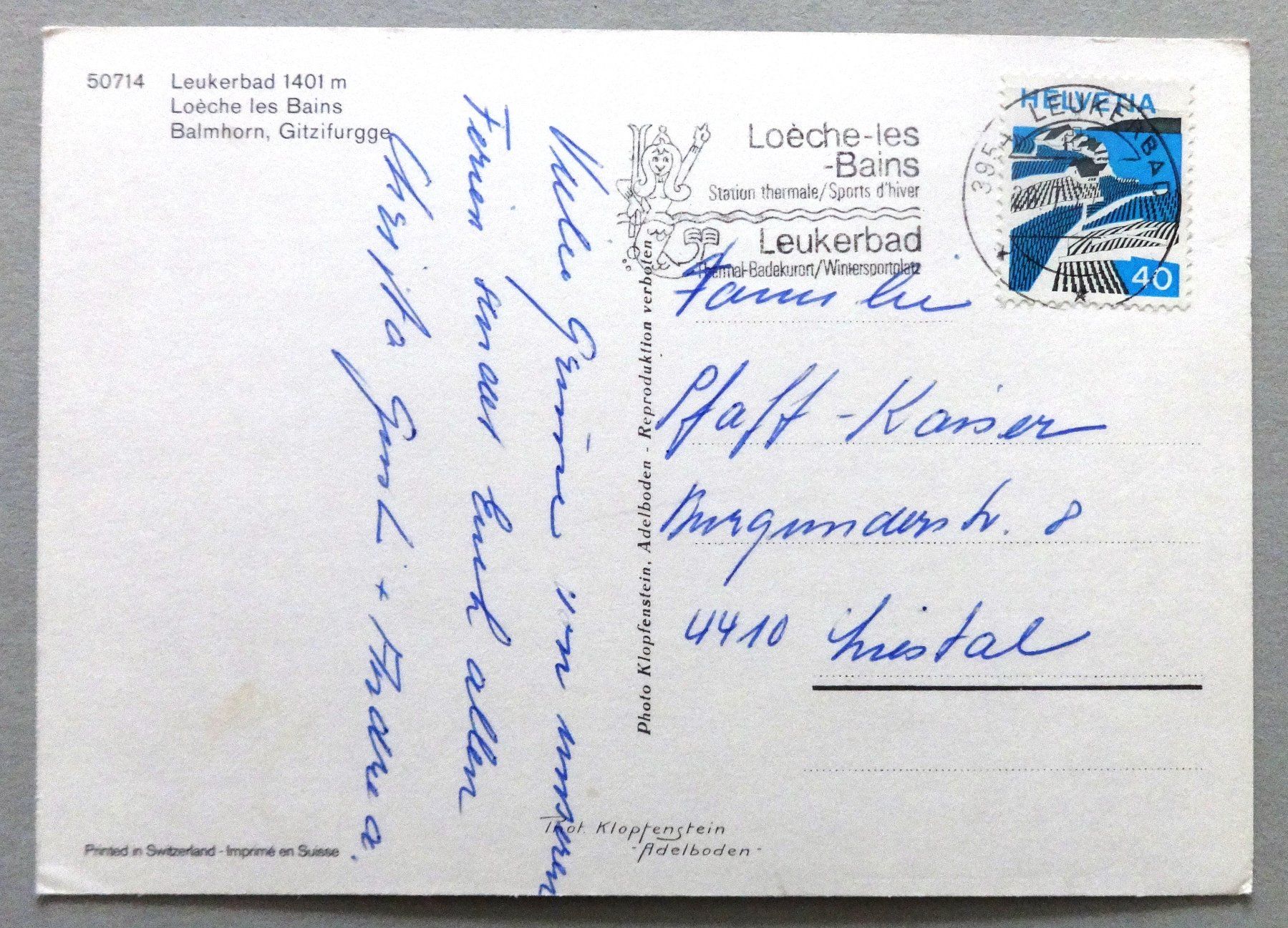 Cartes postales: Leukerbad 1401 m, Loèche les Bains – D'occasion à Fétigny par Billy2miny 1