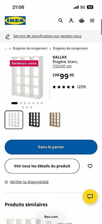 Ikea Regale: KALLAX Étagère, blanc, 112x147 cm – Gebraucht aus La Tour-de-Peilz von dam_x89d 1