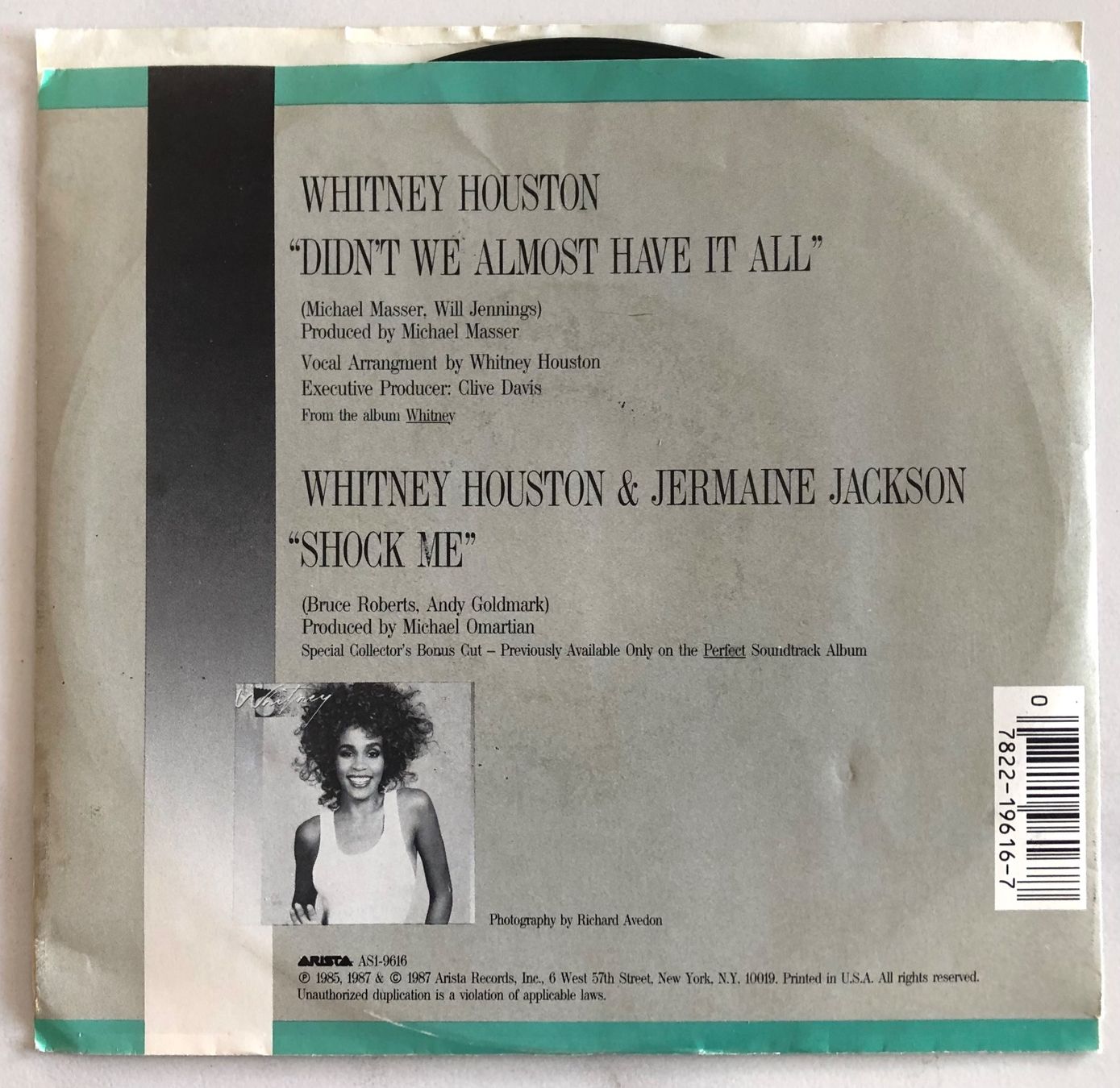 Dischi in vinile: WHITNEY HOUSTON - DIDN'T WE ALMOST HAVE IT ALL – Usato da Poliez-Pittet venduto da Newtown-Records 1