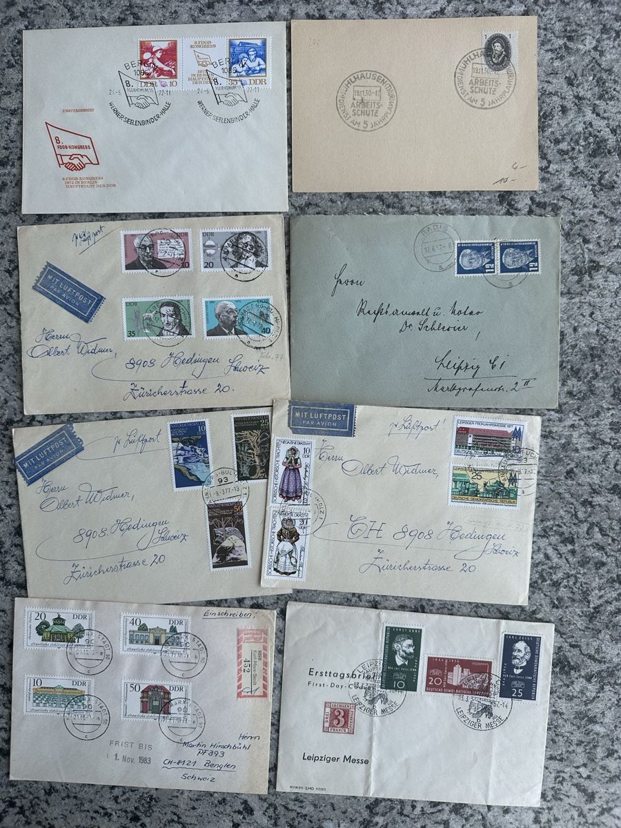 Tutti i francobolli: 43 Briefe meist ech gelaufen DDR – Usato da Wettingen venduto da Phibras 2