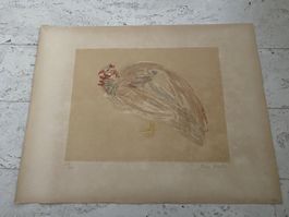 Yvonne MONDIN - Lithographie Perlhuhn
