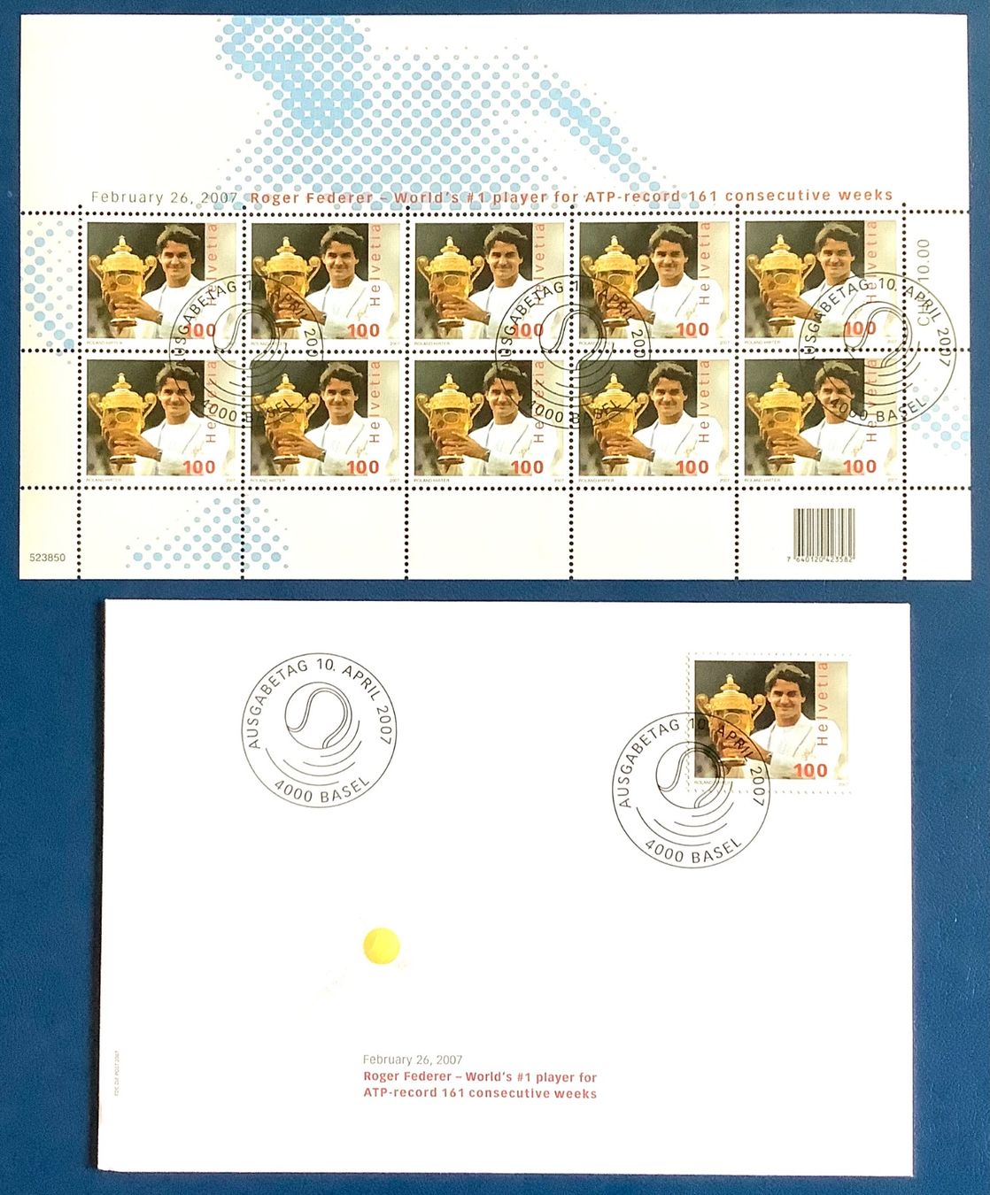 Tutti i francobolli: 2007 / Roger Federer FDC + Kleinbogen ET – Nuovo (secondo la descrizione) da Liestal venduto da Skunk02