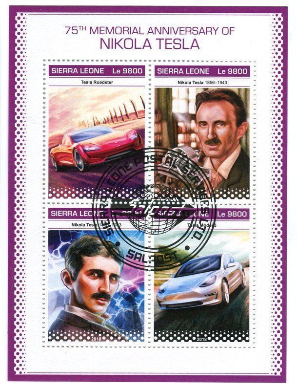 Tutti i francobolli: Block "Nikola Tesla". Sierra Leone – Nuovo e nell'imballaggio originale da Basel venduto da Butsch5
