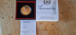 Pièce Mani Matter 20 Francs Suisse 2022.