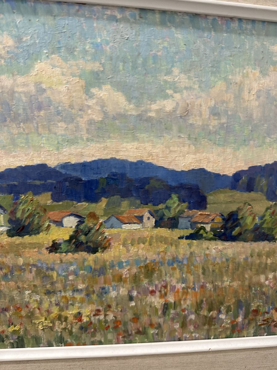 Tableaux: Gemälde Sommerwiese mit Häusern Landschaft – D'occasion à Ebikon par Gaenggeliwaar 4