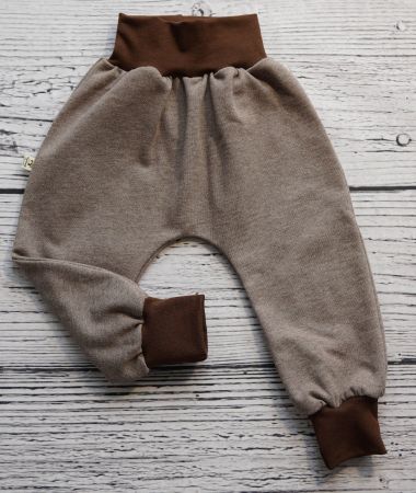 Unifarbe Wintersweat Pumphose - Braun Melange Gr. 86/92 NEU
