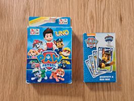 Quartett und Uno Kartenspiele für die Ferien "Paw Patrol"