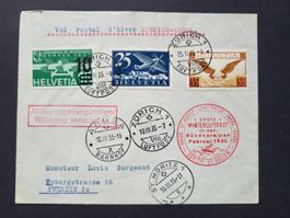1935, Flugpost Zürich  -  Arosa  (verschoben)