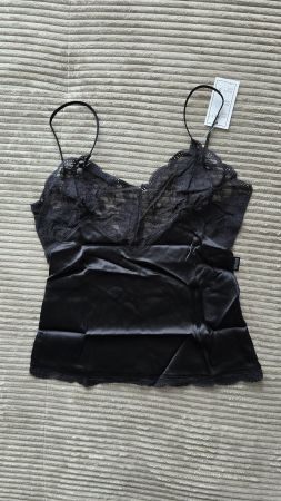 ​🏷️ Anti-Flirt Paris Vintage Seidentop mit Spitze (3) Black