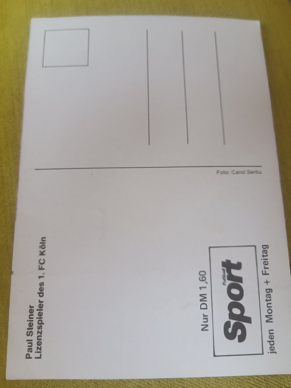 Autogramme: Paul Steiner - 90er Jahre  handsigniert – Gebraucht aus Menziken von Artographs 1