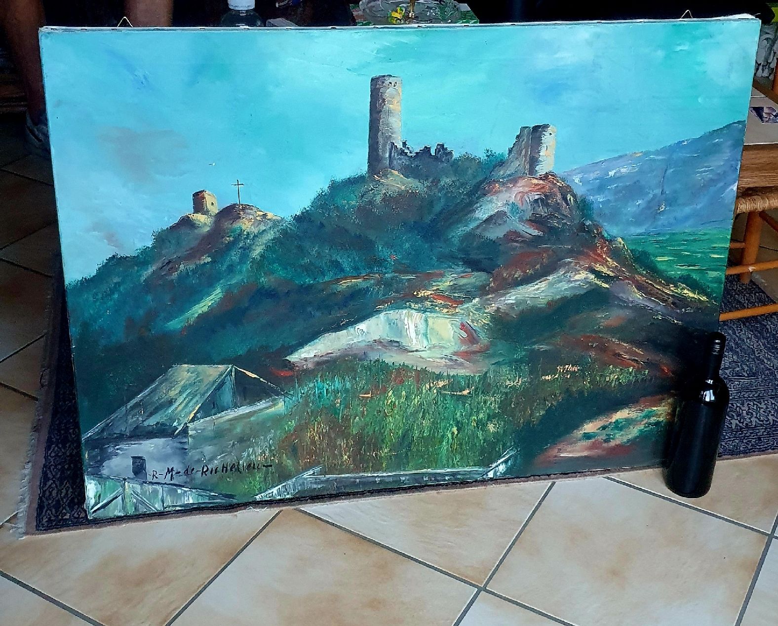 Tableaux: Très grande Hst RM de Richelieu Saillon Valais – D'occasion à Servion par meno999