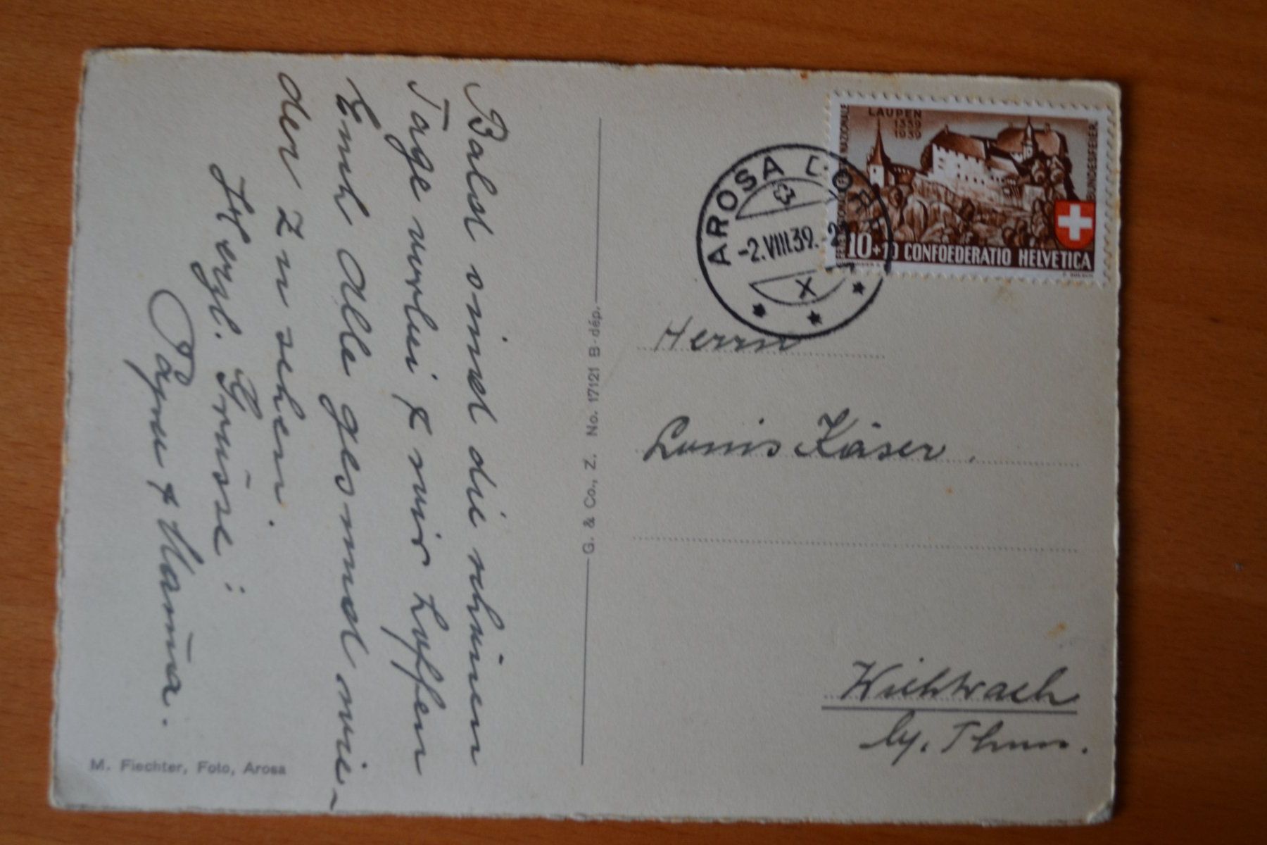 Cartoline postali: AK Arosa Bergkirchli – Usato da Beinwil am See venduto da kajak55 1