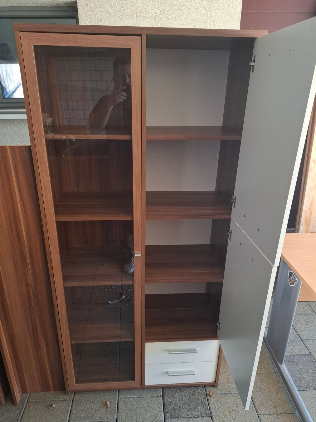 TV Möbel: Lowboard mit Glasvitrine Nussbaum weiss gebraucht – Gebraucht aus Wölflinswil von pokneto 5