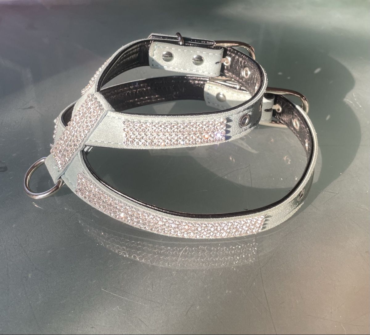 Collier et laisse: Hundehalsband mit Steinen Grösse S neu – Neuf (Voir description) à Pfyn par Goodsell 1