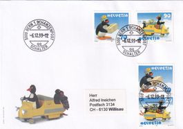 FDC Serie 964 - 965 + 987 - 988 Pingu ET Bern 6.12.1999