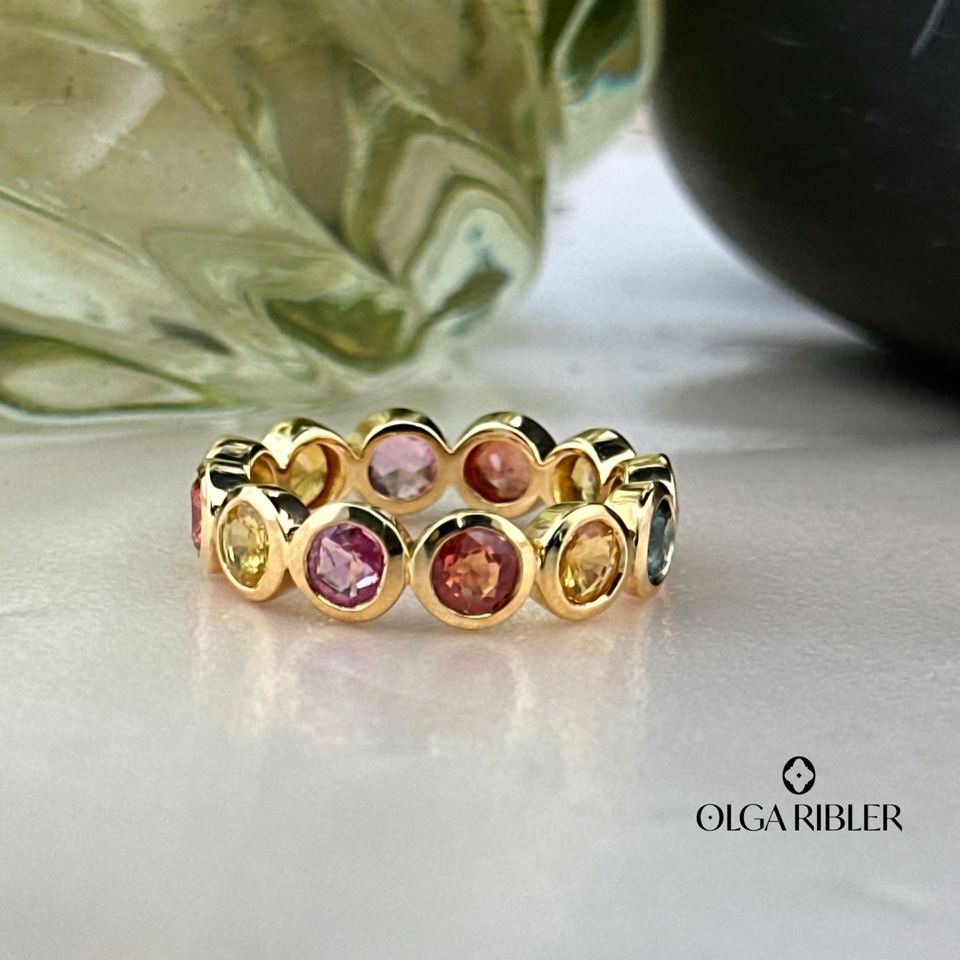 Olga Ribler Bagues: Multisaphir Memory Ring  Silber gelbvergoldet Grösse 54 – Neuf (Voir description) à Luzern par Schmuckoutlet 6
