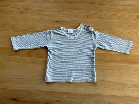 Beige/Hellgrau gestreiftes Langarmshirt Grösse 74/80