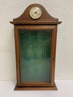 Vintage Schlüsselkasten mit Uhr aus Holz