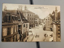 Alte PK Delemont - Hotel de Ville et Grand rue Gelaufen 1917