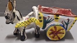 Keramik antike mexikanische Eselfigur mit dekorativem Wagen