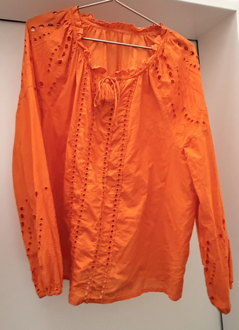 Blusen: Baumwoll-Schlupfbluse - Orange verspielt – Gebraucht aus Lommis von manmarmi