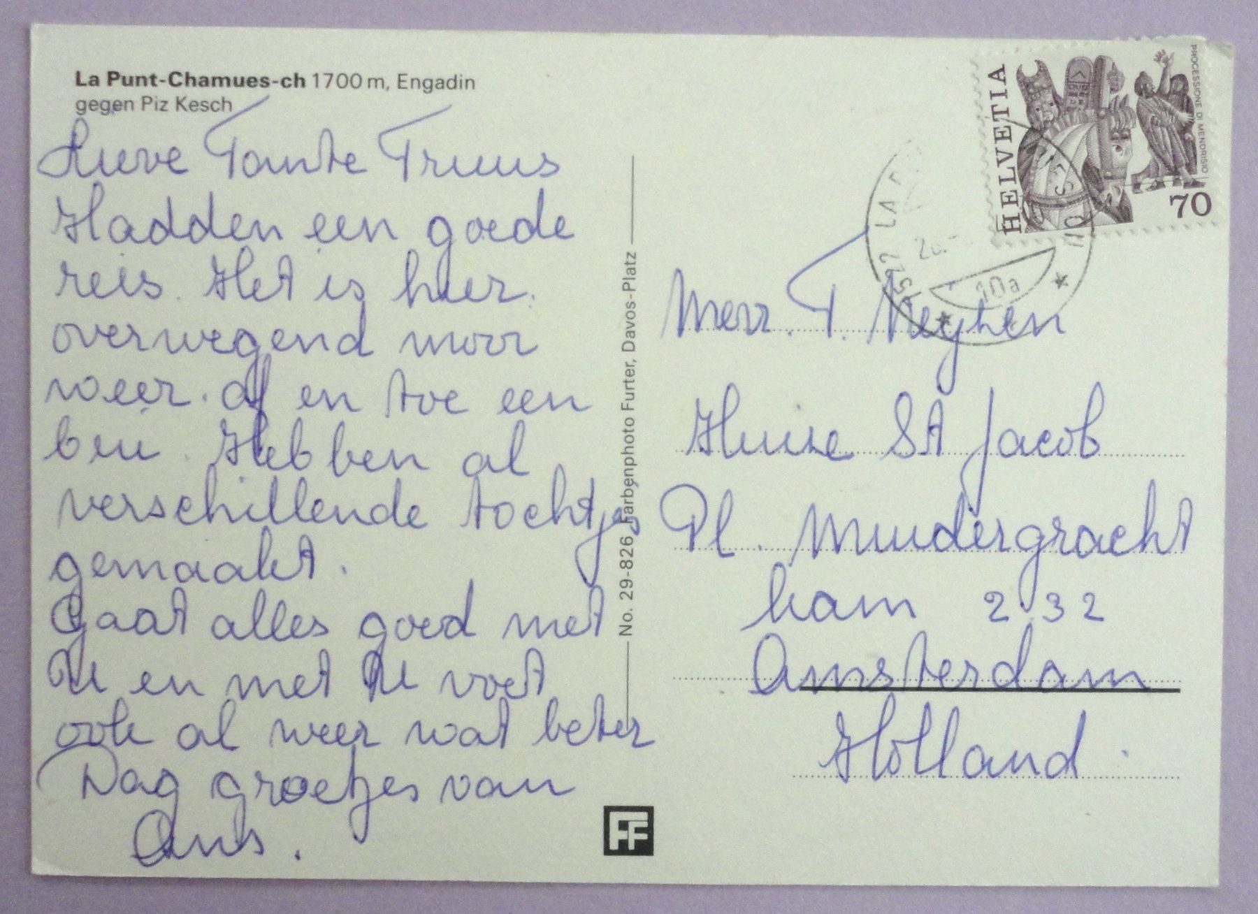 Cartoline postali: La Punt-Chamues-ch, Engadin – Usato da Fétigny venduto da Billy2miny 1