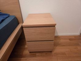 2 Nachttische aus Holz mit Eichenfurnier, 40x55.5x48.5cm