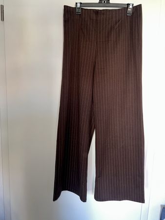 Pantalon rayé marron, élégant, taille M