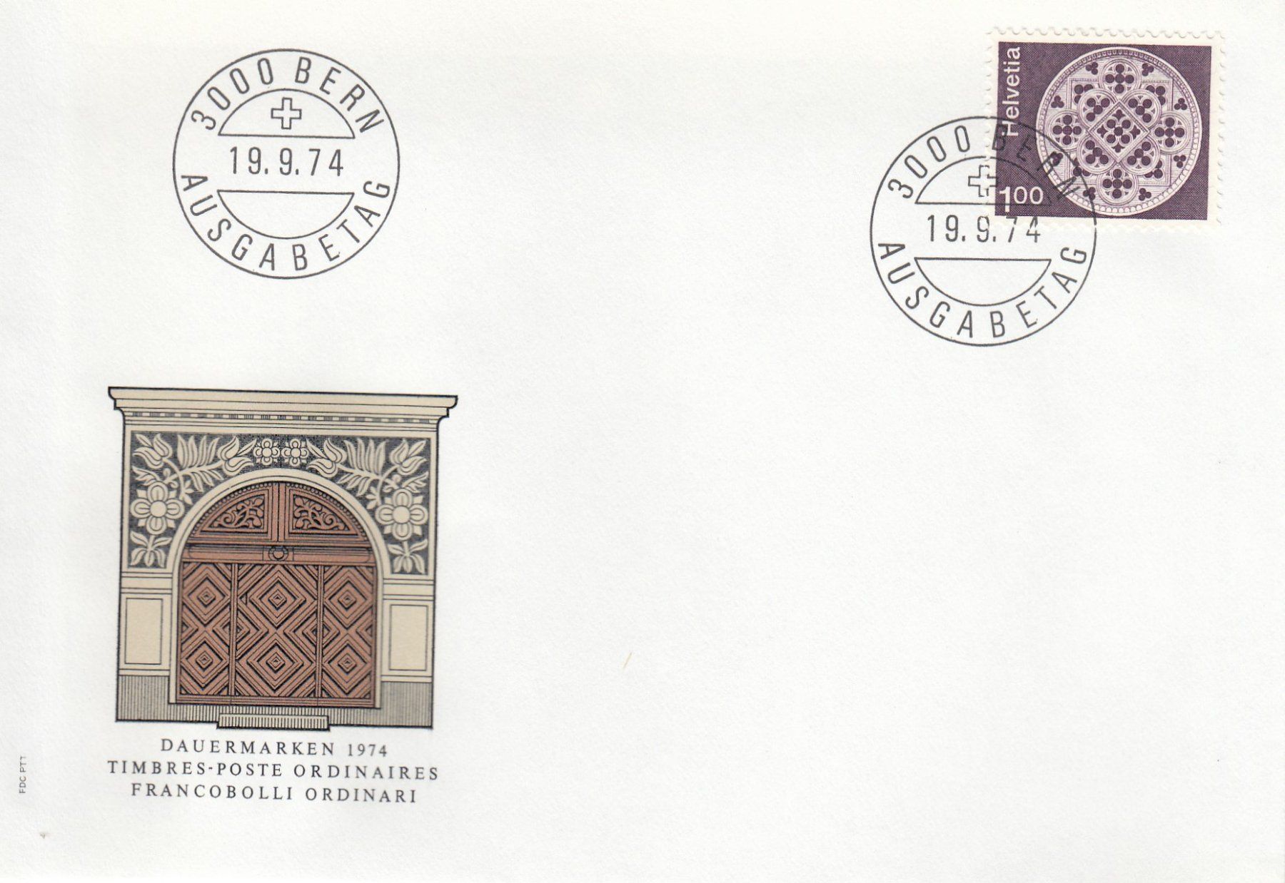 Tutti i francobolli: 1974 Architektur 4 FDC – Usato da Spreitenbach venduto da Mustang_1105