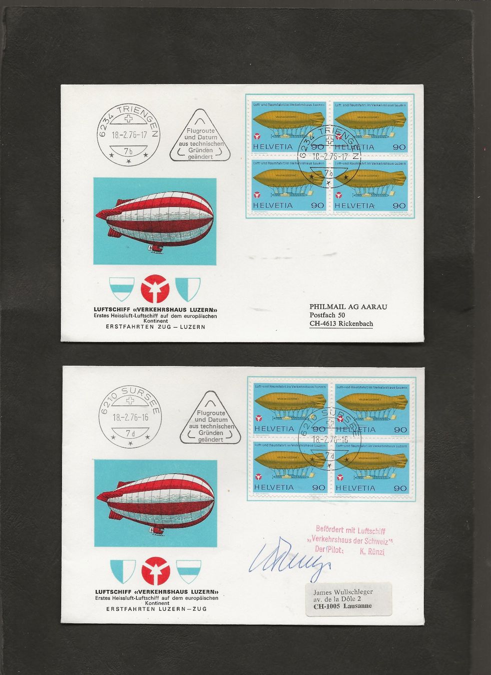Alle Briefmarken: Flugpost Ballon Schweiz 8 Belege Luftpost – Gebraucht aus Au ZH von xelagreb01 3