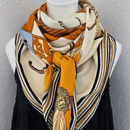 New 135cm Luxury Large Shawl, Wool Silk Scarf, Horse Orange