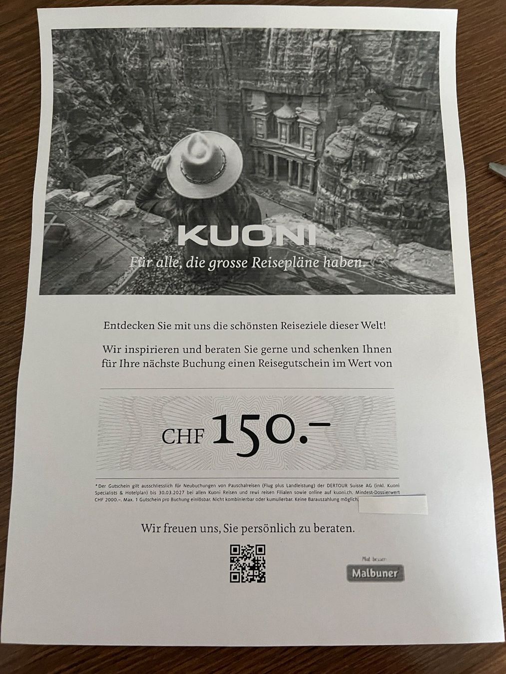 Buoni: Kuoni Reisegutschein Fr. 150.-- – Nuovo e nell'imballaggio originale da Jona venduto da relgiez